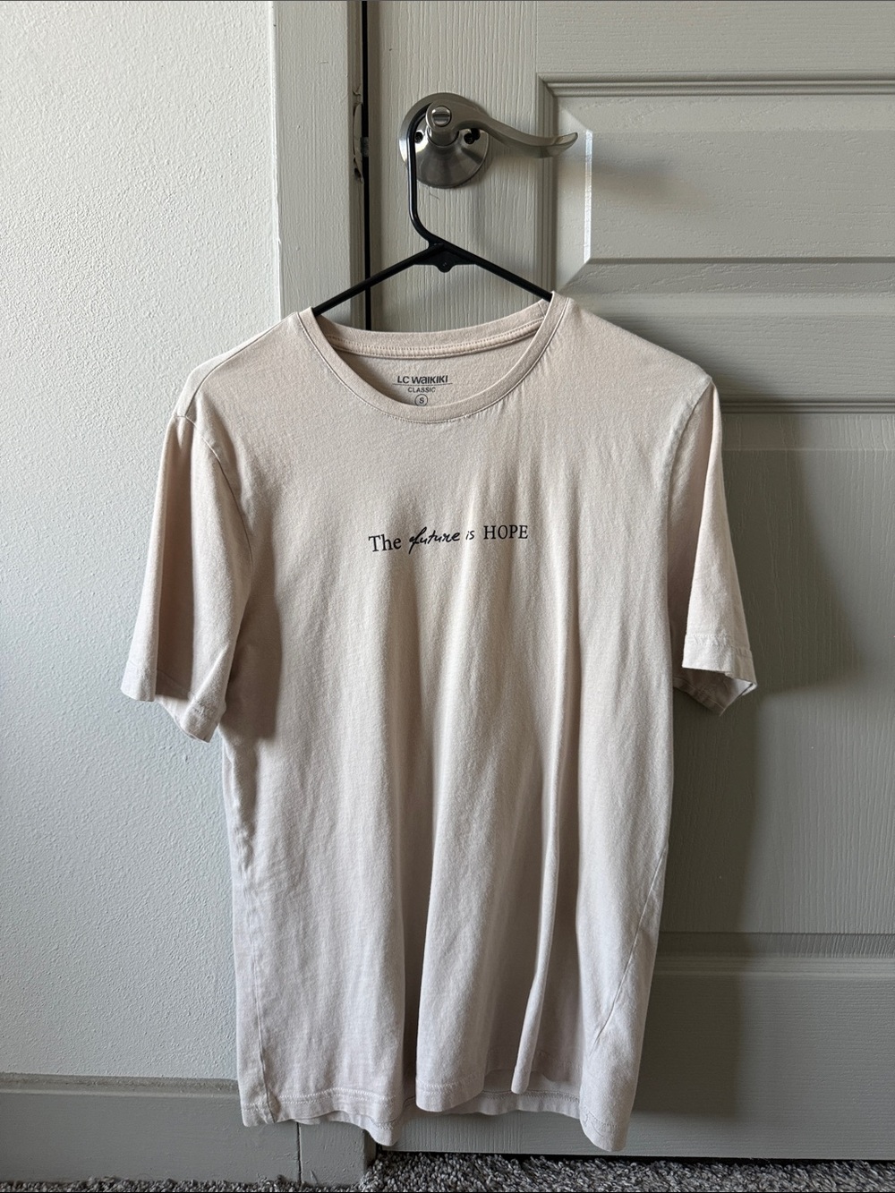 LC Waikiki Cream Graphic Crew Neck T-Shirt - The Future is HOPE